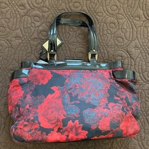 Talbots Black and Red Floral Handbag